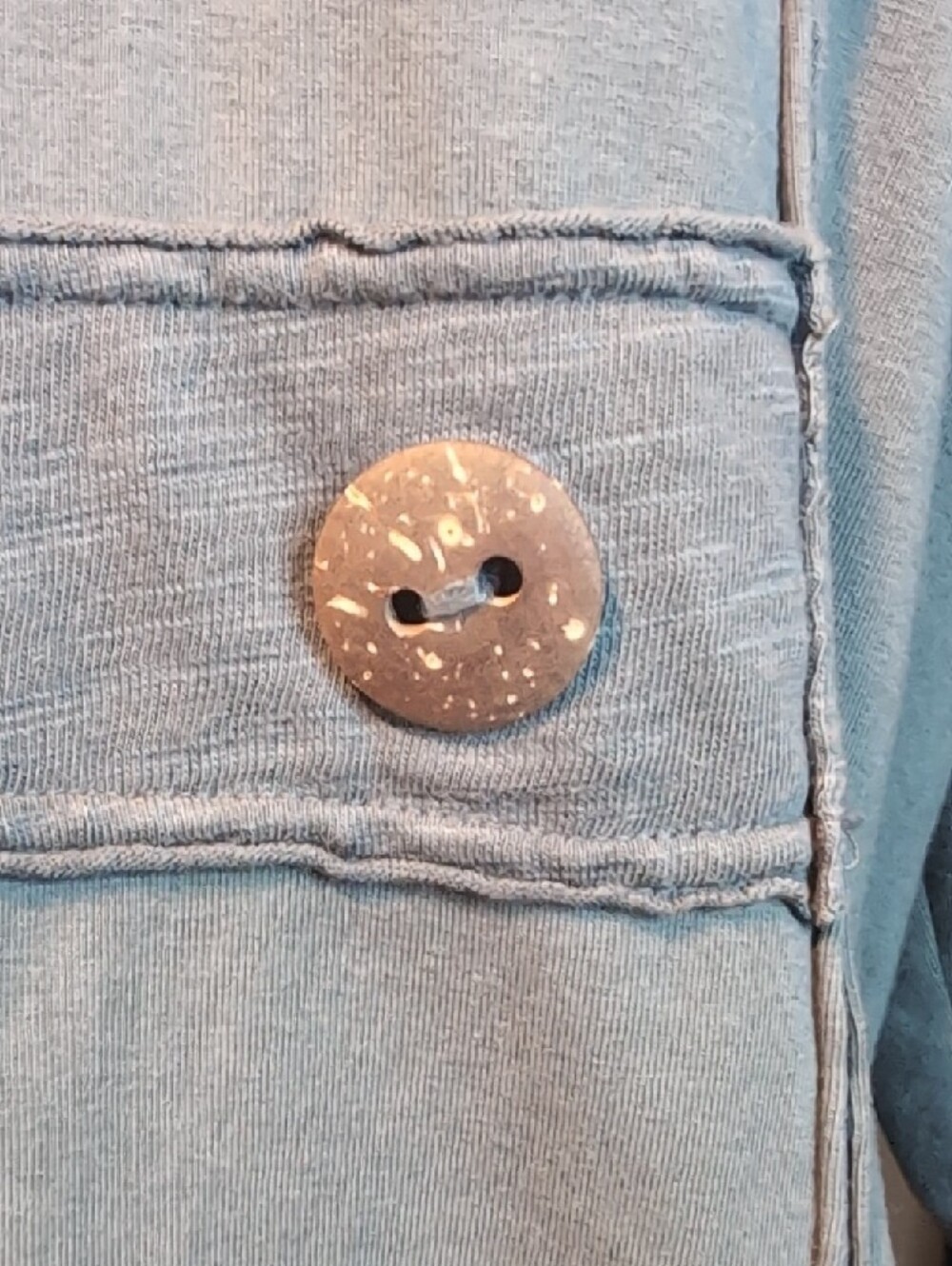 Neon Buddha Sage Green Gray Long Length Yoga Stretch Jacket Wooden Buttons XL - Picture 10 of 16